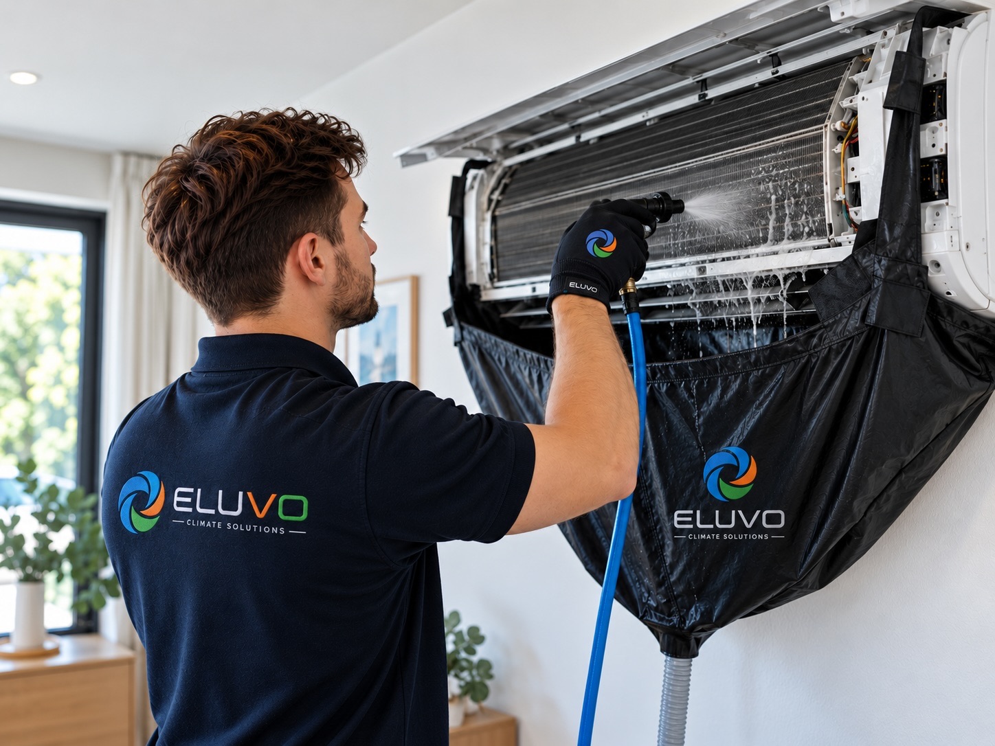 Professional cleaning of an air conditioning evaporator coil