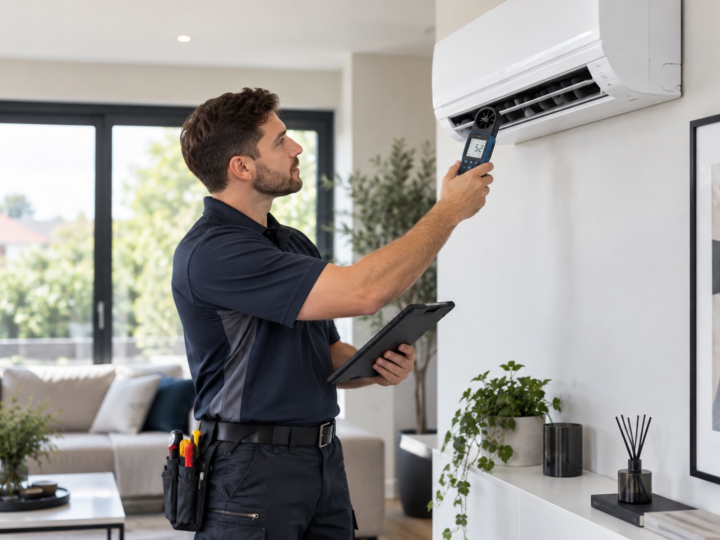 Air conditioning service and performance check in a Bristol home